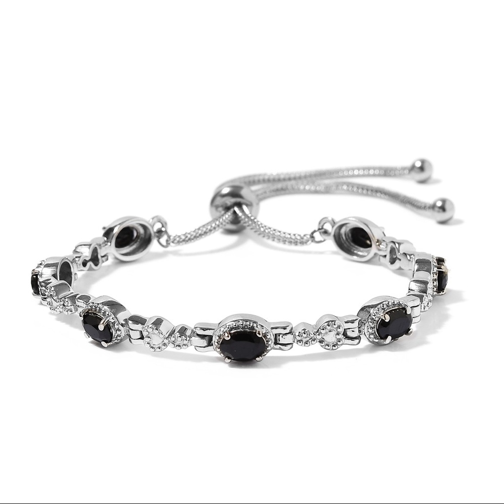 Natural Thai Black Spinel Bolo Bracelet
